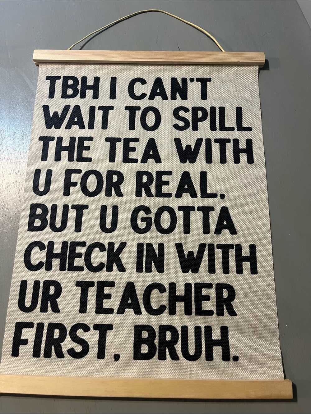 Gen Z Slang Principal or School Counselor Office Sign | Canvas Scroll Hanging